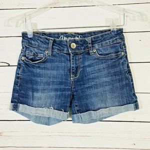Aero Jean Shorts  Womens Size 00 Denim Rolled Cuff  Boyfriend Cut Aeropostale